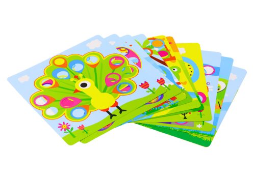 Képrejtvény színes gombokkal 12 kép elkészítéséhez