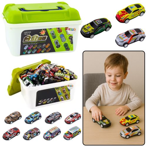 Rugós készlet bőröndben, 30 db. Autók