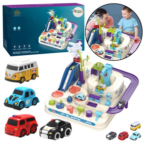 Akadálypálya interaktív parkoló gyerekeknek négy autó