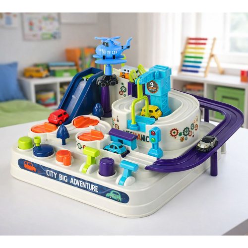 Akadálypálya interaktív parkoló gyerekeknek négy autó