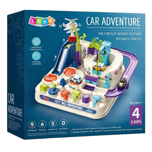 Akadálypálya interaktív parkoló gyerekeknek négy autó