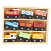 Fa vonatok, kocsik, mágneses rendszerező készlet, 9 db