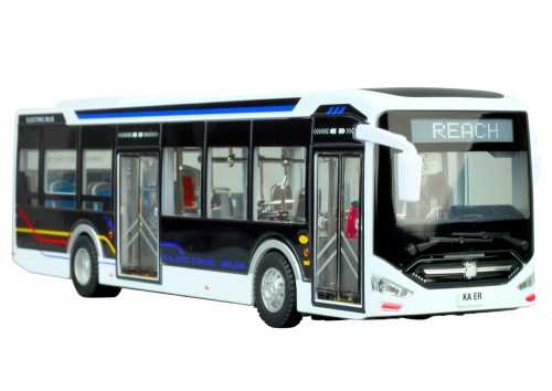 Elektromos városi busz 1:42 fém lámpák fehér