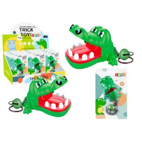 Harapós krokodil kulcstartó csengő zöld