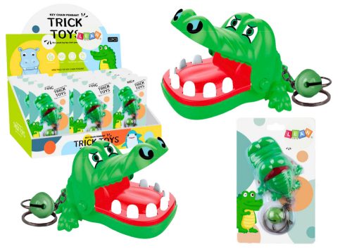 Harapós krokodil kulcstartó csengő zöld