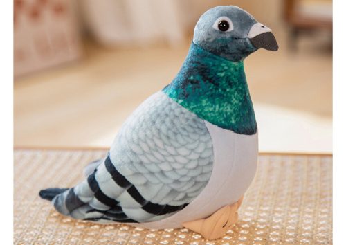 Plüss szürke tarajos galamb kabalafigura 20cm