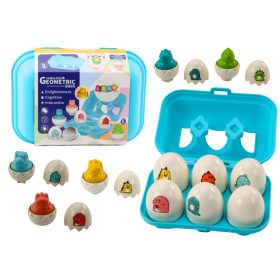 Hat geometriai dinoszaurusz tojás halmaza, színes