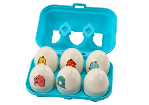 Hat geometriai dinoszaurusz tojás halmaza, színes