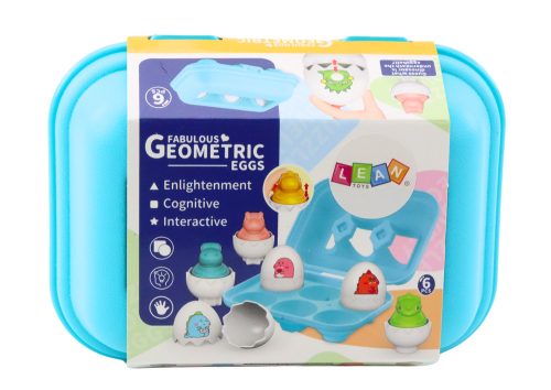 Hat geometriai dinoszaurusz tojás halmaza, színes
