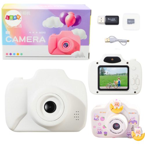 Kamera gyerekeknek fotók felvétele játékok memóriakártya 64GB fehér