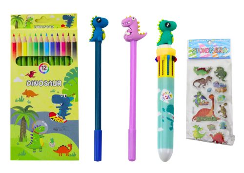 Iskolai tolltartó dinoszaurusz kék kiegészítőkkel