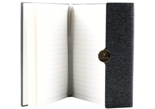 Mágneses jegyzetfüzet irodai jegyzetfüzet bélelt A5-ös fekete borítóval