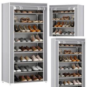   8 szintes cipőtartó rendszerező gardrób porálló huzat, szürke