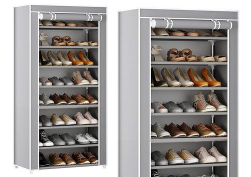 8 szintes cipőtartó rendszerező gardrób porálló huzat, szürke