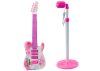 Elektromos gitárállvány készlet mikrofonnal, elemmel működik, rózsaszín