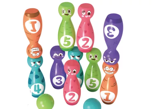 Bowling szett Smiley Balls színes 10db