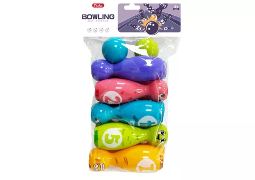 Bowling szett Smiley Balls színes 10db