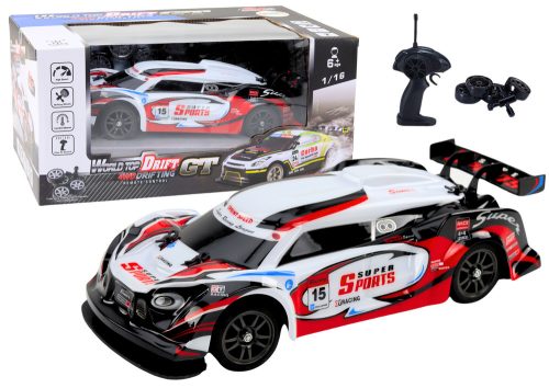 RC Sports Car 1:16 Drift cserélhető kerekek fehér és piros