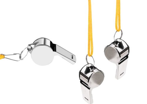 Játékvezetői síp golyós fém sárga húrral 40cm