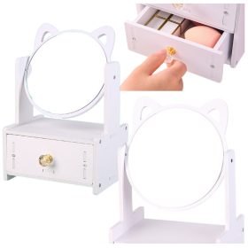   Mini fésülködőasztal smink tükör fiókos fülek fa fehér