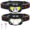 LED-es fényszóró fejlámpa mozgásérzékelő 6 világítási mód