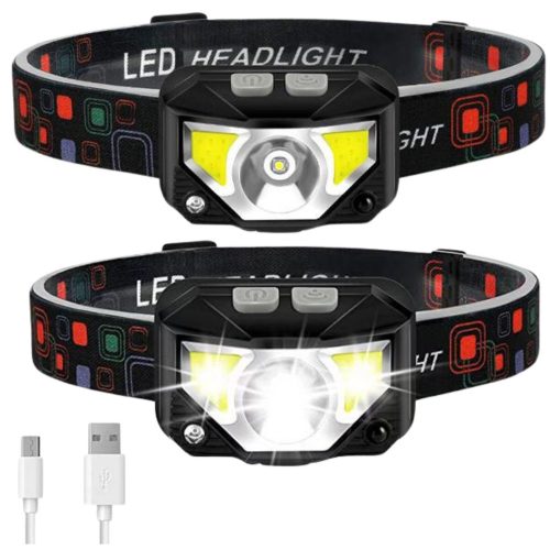 LED-es fényszóró fejlámpa mozgásérzékelő 6 világítási mód