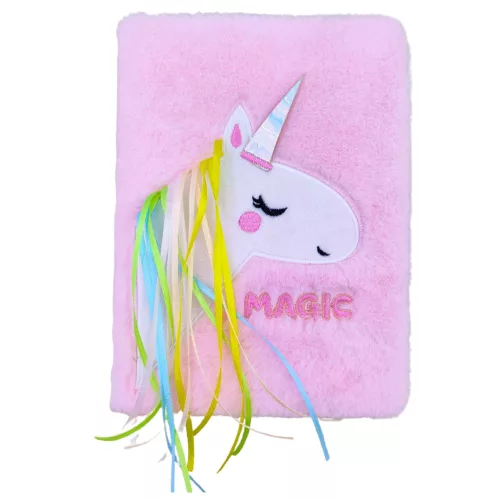 Egyszarvú sörénnyel bélelt plüss szőrű notebook színes A5