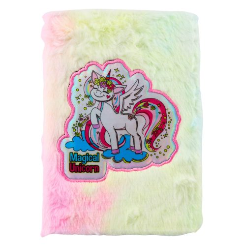 Plüss szőrme jegyzetfüzet bélelt egyszarvú jegyzetfüzet színes A5