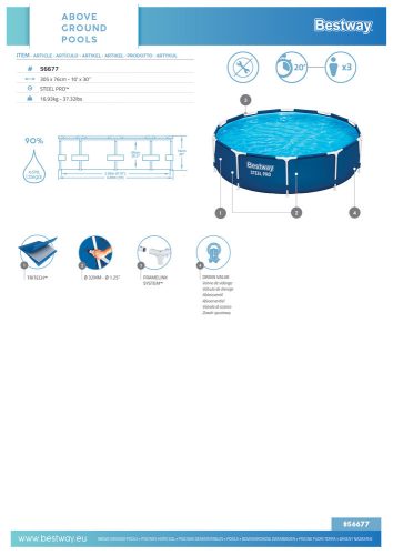 Keret Kerti medence 305 x 76 cm Bestway 56677