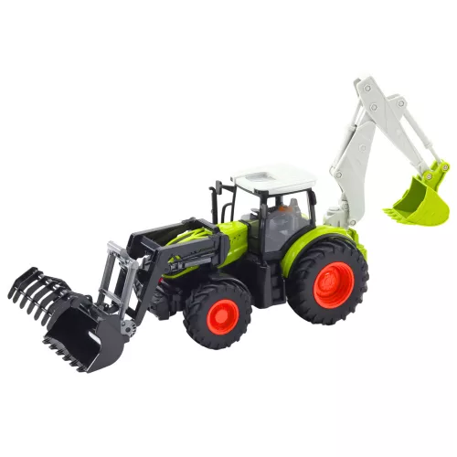 Mezőgazdasági traktor forgó kanállal és kotrógéppel 2 az 1-ben távirányítós 2,4G