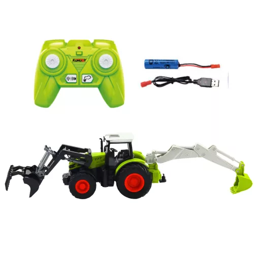 Mezőgazdasági traktor forgó kanállal és kotrógéppel 2 az 1-ben távirányítós 2,4G