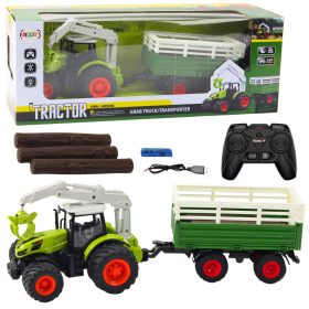   Mezőgazdasági traktor pótkocsival és markolóval Távirányított RC 2.4G