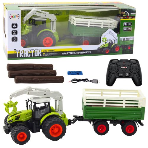 Mezőgazdasági traktor pótkocsival és markolóval Távirányított RC 2.4G