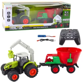   Mezőgazdasági traktor Vetőgéppel és Rotációs Grabber távirányítós 2.4G
