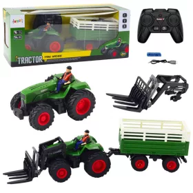   Mezőgazdasági traktor pótkocsival és villákkal Távirányított RC 2.4G