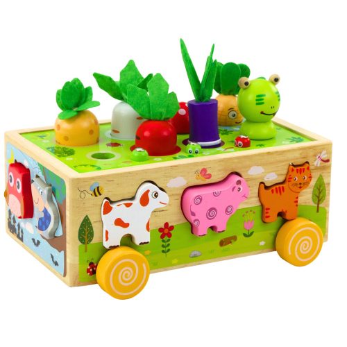 Fából készült oktatási játék Happy Farm mágneses féregválogató