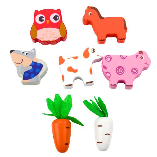 Fából készült oktatási játék Happy Farm mágneses féregválogató