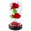 Örök 2 Rózsa Kupolában LED Világítással és Rózsaszirmokkal Piros 21x11cm