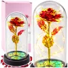 Örök Rózsa Üveg Kristálykupolában LED Világítás Piros 21x11cm