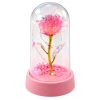 Örök Kristály Rózsa Kupolában LED Világítással Rózsaszín 14x8cm