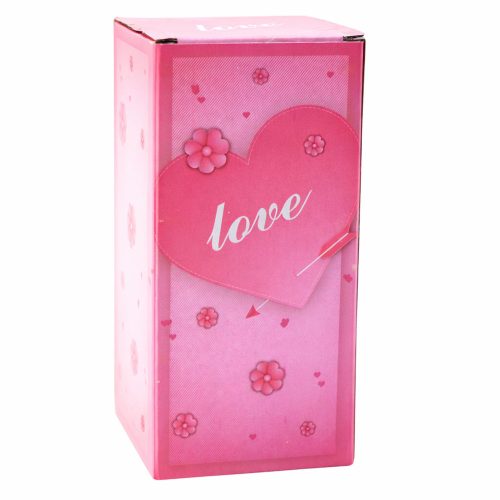 Örök Rózsa Kupolában LED Világítással Piros Szívvel 18.5x8cm