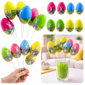   Húsvéti tojások drótszedő nyuszi kosárdíszítéssel 6db