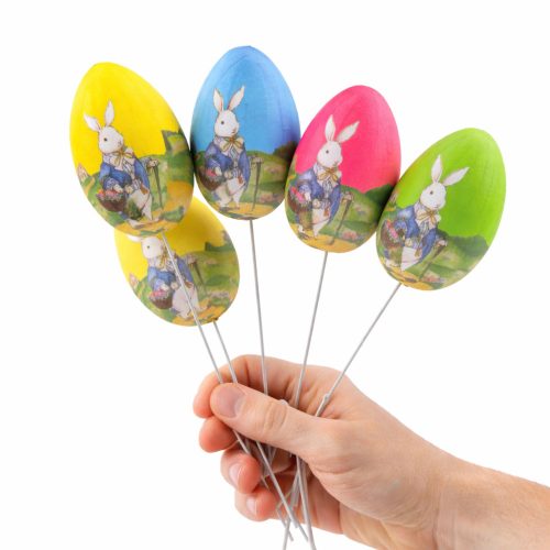 Húsvéti tojások drótszedő nyuszi kosárdíszítéssel 6db