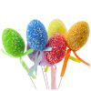 Húsvéti tojások dróton, színes mintás szalagdíszítés 6 db B