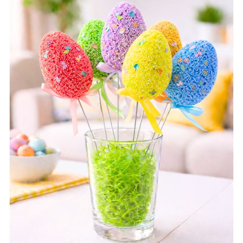 Húsvéti tojások dróttal Pick Színes jegyzetek szalagdísz 6db