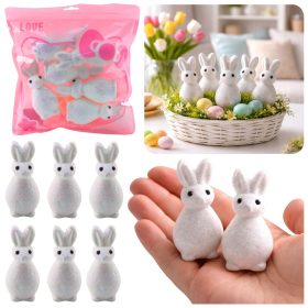 Styrofoam húsvéti nyuszik Glitter dekoratív fehér 6db