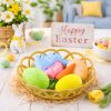 Húsvéti díszek kosárban Nyuszik Tojás Sárgarépa 6db
