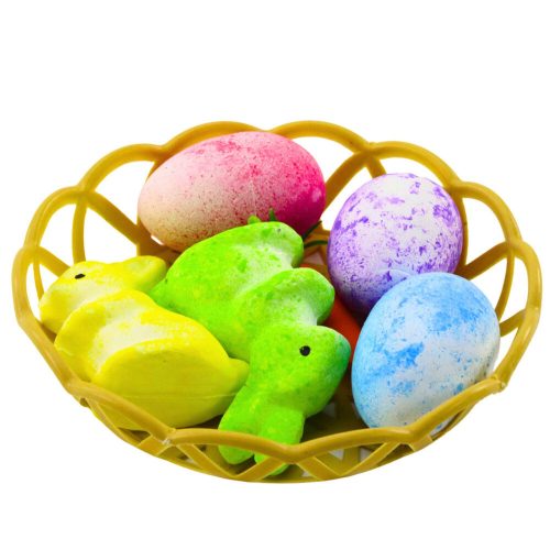 Húsvéti díszek kosárban Nyuszik Tojás Sárgarépa 6db
