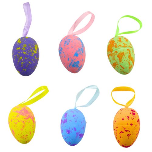 Húsvéti díszek tojás hurkos medál színes 6db