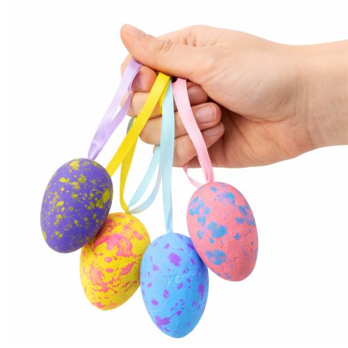 Húsvéti díszek tojás hurkos medál színes 6db